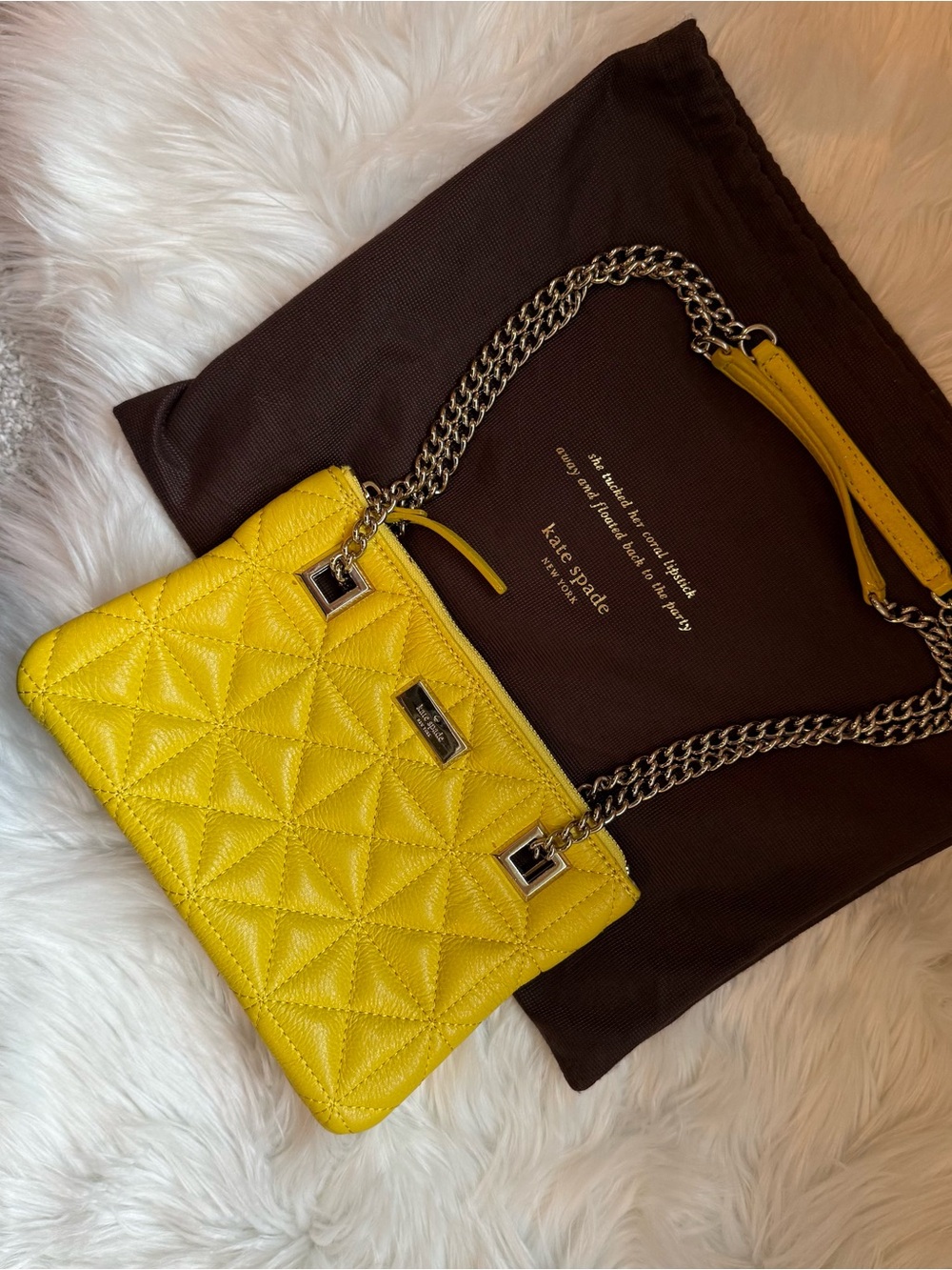 Kate Spade Sedgewick Place Quilted Leather Morgan in Graffiti Yellow